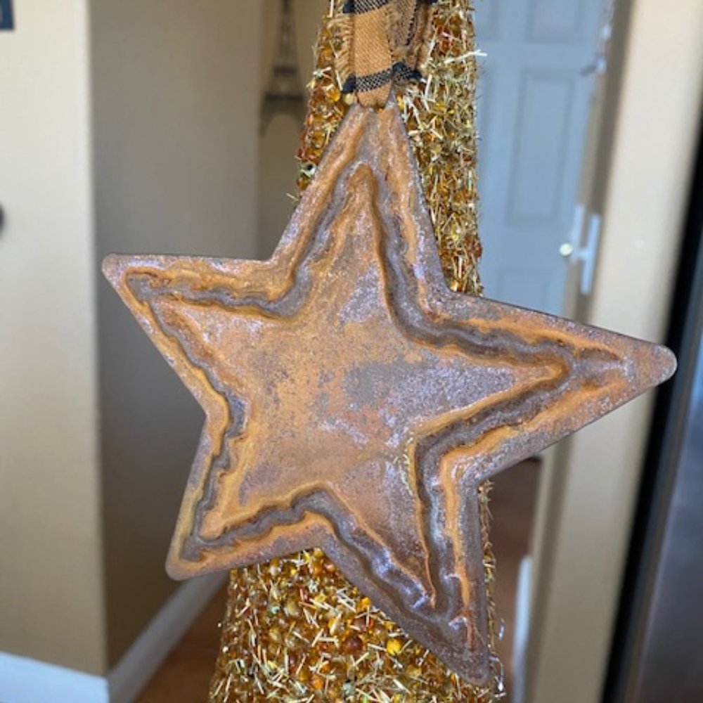 Rusty Tin 5-point Barn Farmhouse LUCKY Stars Set of 2 - Picture 7 of 14